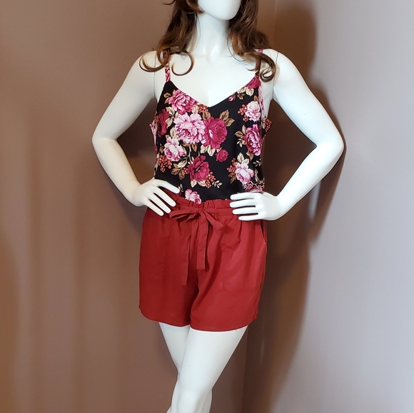 NWT TORRID rust red linen blend shorts 00, 10 - Picture 4 of 6